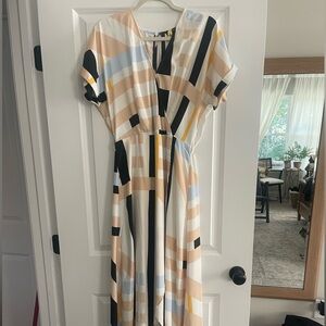Very J Multicolor Geometric Midi Dress